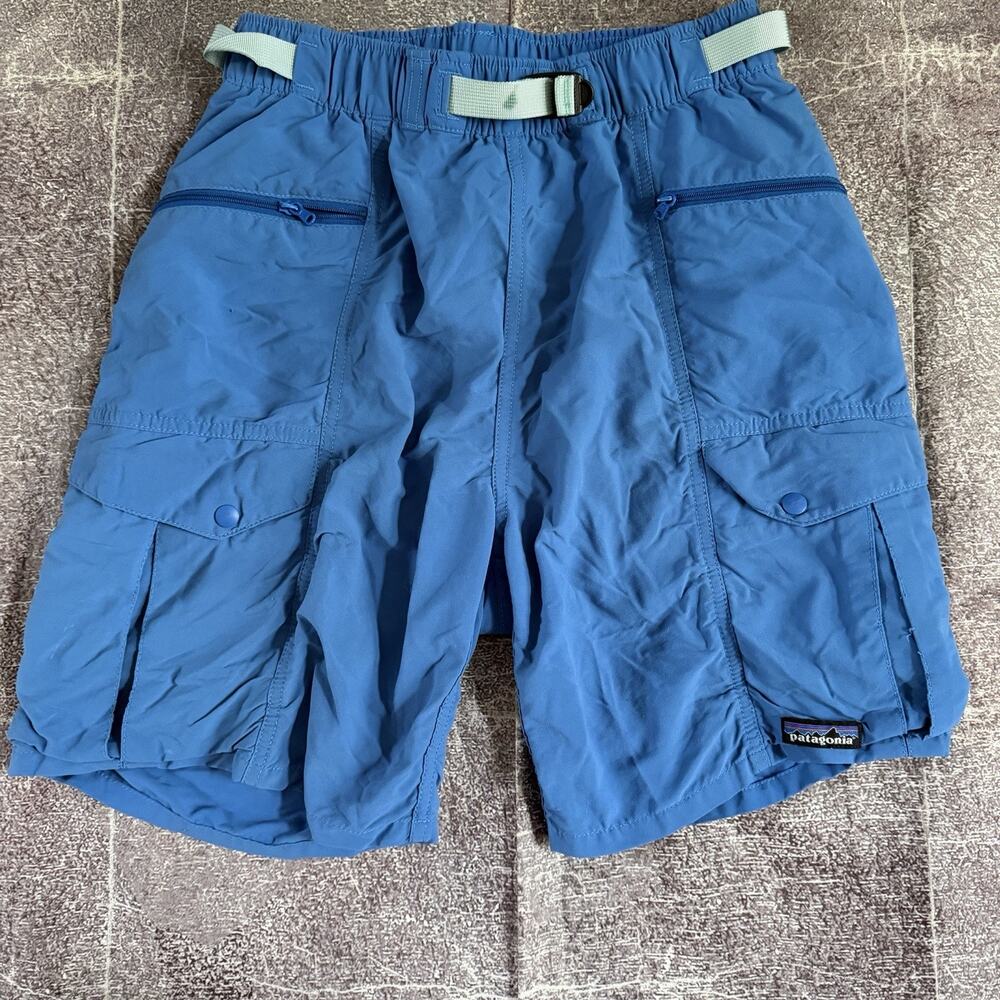 Men's Patagonia Outdoor Everyday 7" Belted DWR Powder Blue Baggies Shorts Sz XS
